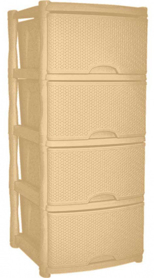Комод 4-секционный универсальный «Rattan», слоновая кость