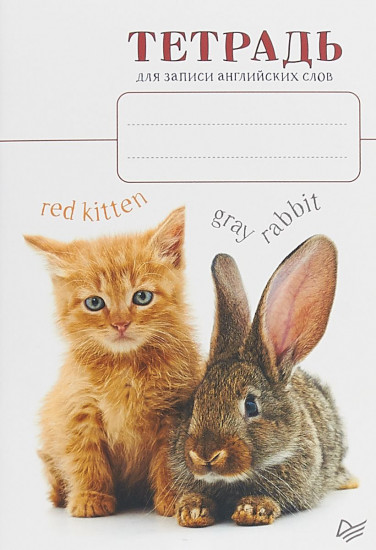 Тетрадь для записи английских слов (Котенок и кролик)
